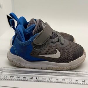 Nike Free Run Toddler Shoes Gray Blue Hook and Loop Casual Sneakers Size 5C